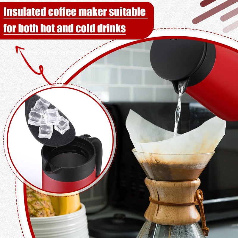 Ziliny 2 Pcs 27oz Thermal Coffee Carafe Stainless Steel Coffee Pot for Keeping Hot/cold Insulated Double Walled Vacuum Tea Pot with Press Button Drink Beverage Dispenser for Milk Tea (Red) - Image 3